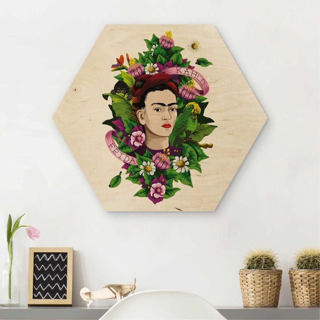 decoraçao cozinha Frida Kahlo - Frida, Monkey And Parrot