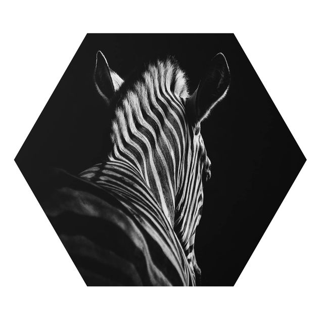 quadros em preto e branco Dark Zebra Silhouette