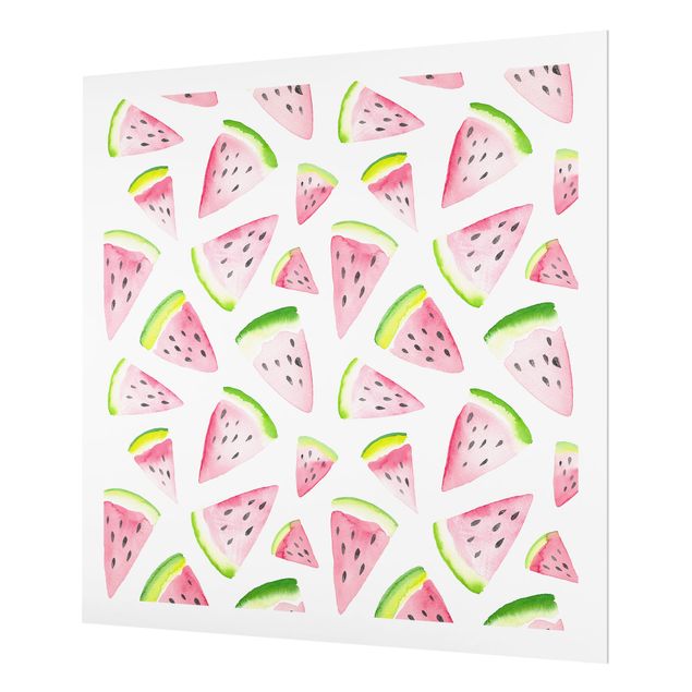 Painel anti-salpicos de cozinha Watercolour Melon Pieces With Frame