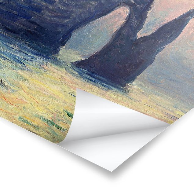 Posters quadros famosos Claude Monet - The Cliff, Étretat, Sunset