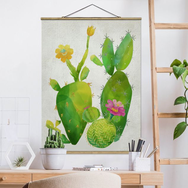 decoraçao para parede de cozinha Cactus Family In Pink And Yellow