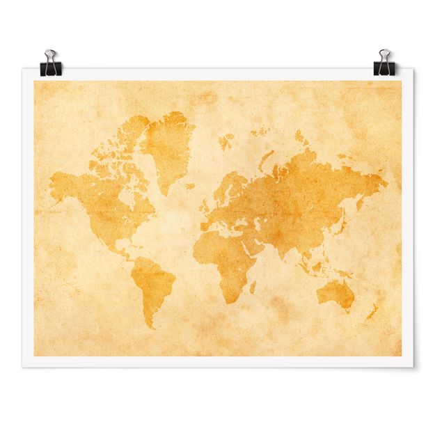 quadro mapa do mundo Vintage World Map