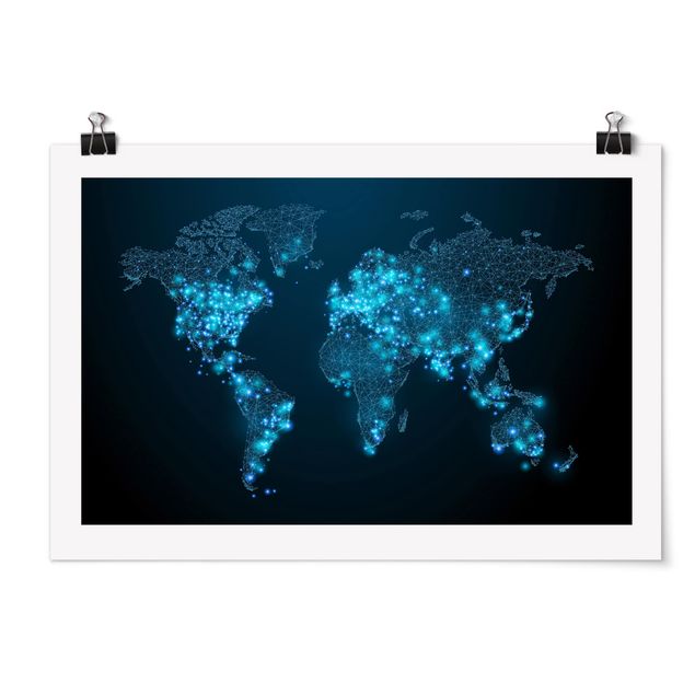 Quadros modernos Connected World World Map