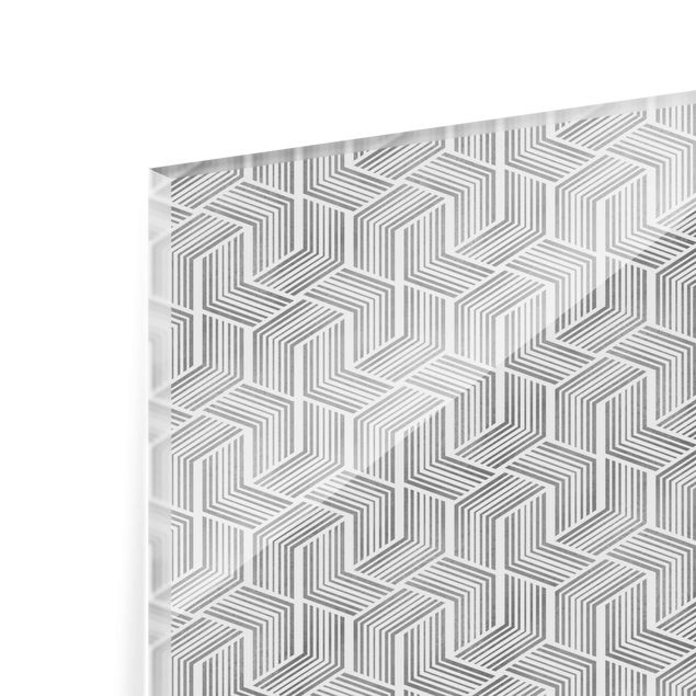 Painel anti-salpicos de cozinha 3D Pattern With Stripes In Silver
