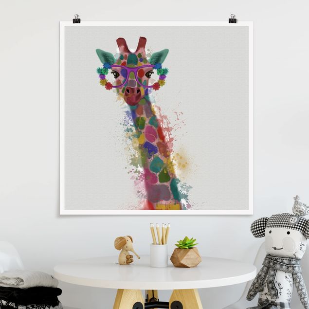 Quadros girafas Rainbow Splash Giraffe