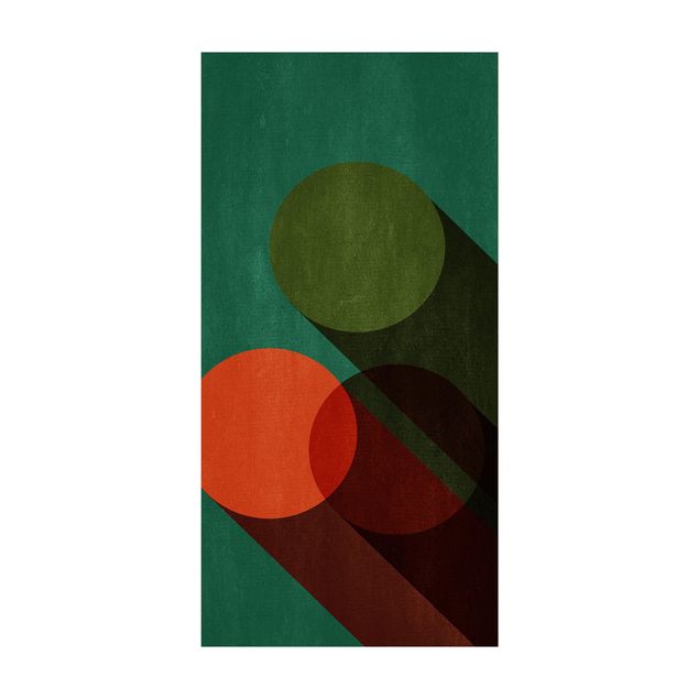 Tapetes abstratos Abstract Shapes - Circles In Green And Red