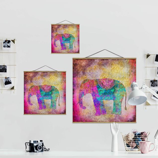 Quadros multicoloridos Colourful Collage - Indian Elephant
