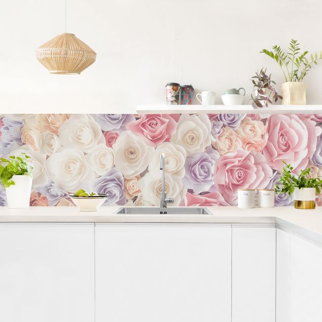Backsplash de cozinha flores Pastel Paper Art Roses