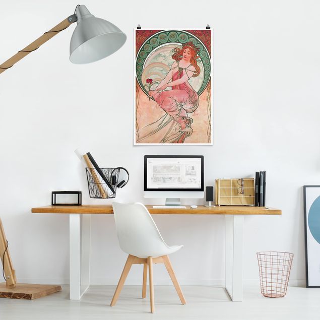 decoraçao para parede de cozinha Alfons Mucha - Four Arts - Painting