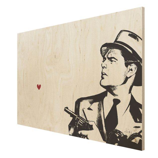 quadro de madeira para parede Love And Gun