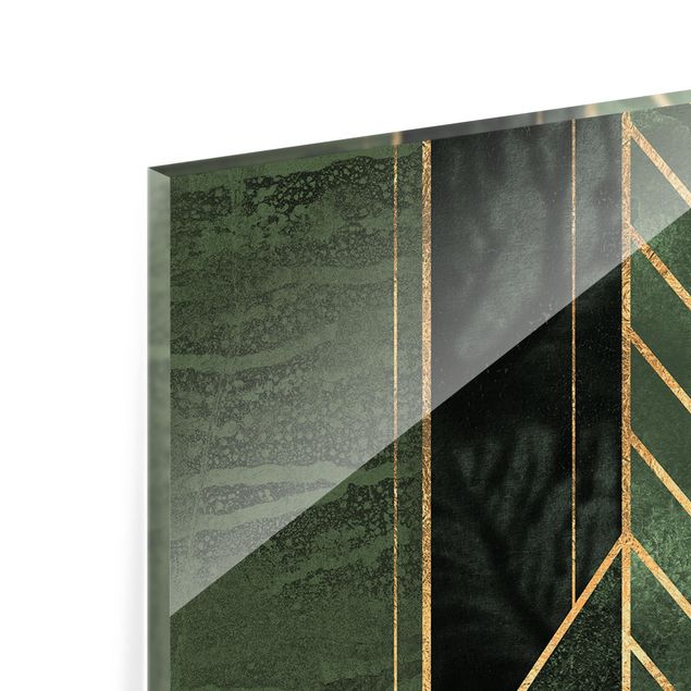 Painel anti-salpicos de cozinha Geometric Shapes Emerald Gold