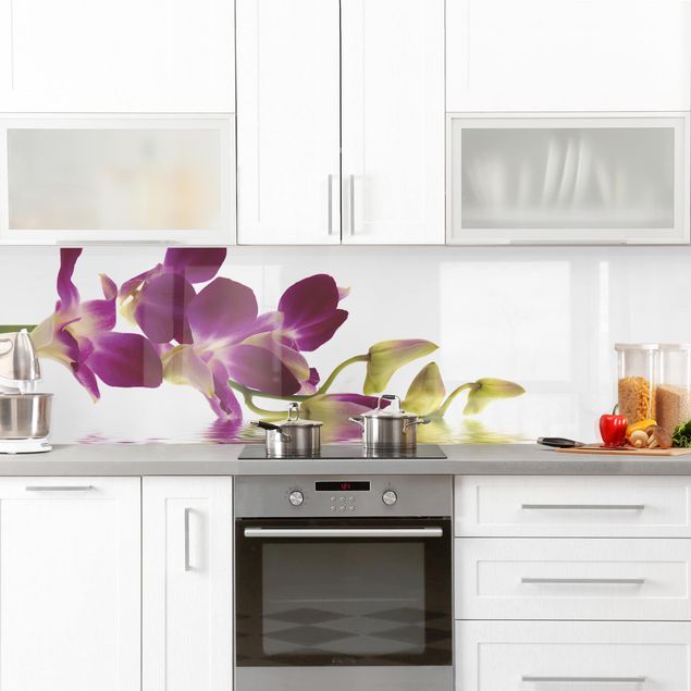 Backsplash de cozinha flores Pink Orchid Waters