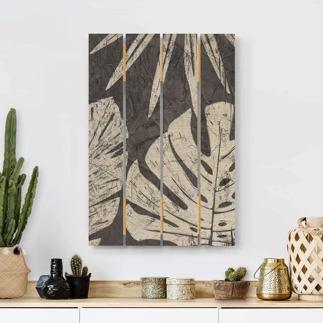 decoraçao para parede de cozinha Palm Leaves Dark Grey Backdrop