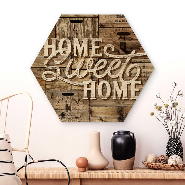 decoraçao para parede de cozinha Home sweet Home Wooden Panel