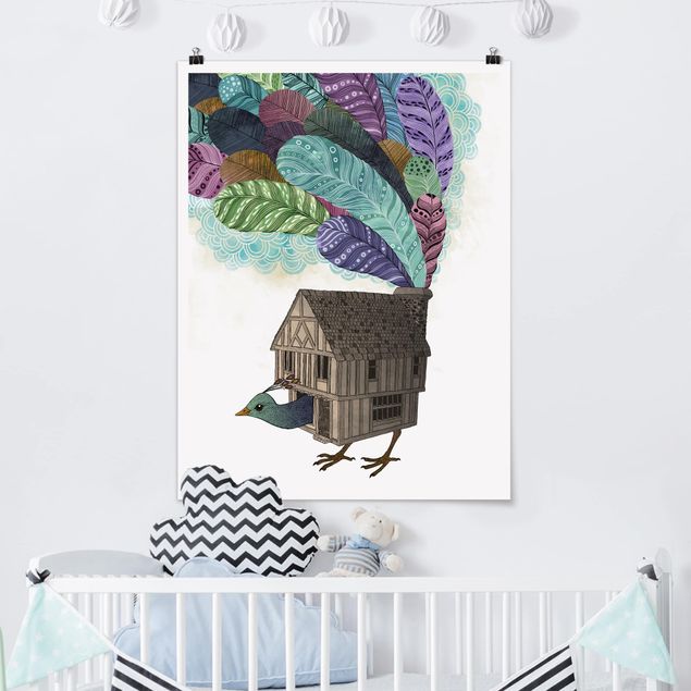 decoraçoes cozinha Illustration Birdhouse With Feathers