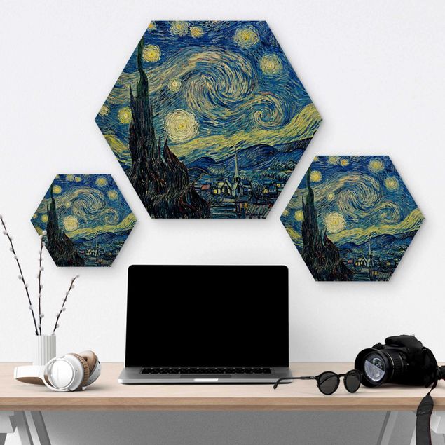 quadro de madeira para parede Vincent Van Gogh - The Starry Night