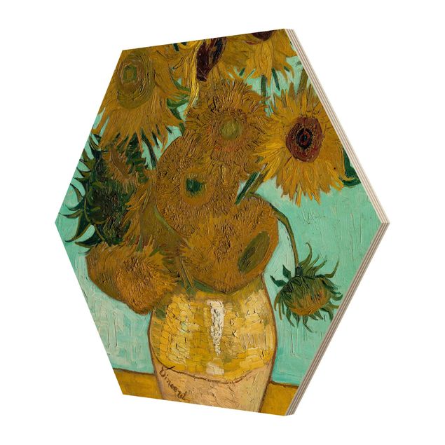 Quadros em madeira flores Vincent van Gogh - Sunflowers
