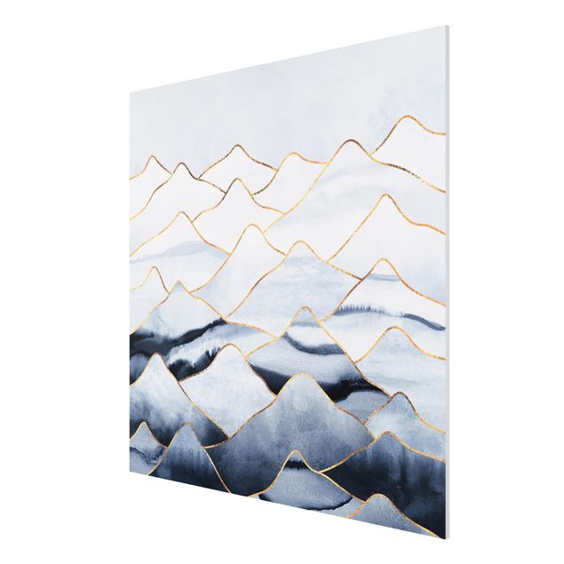 quadro com paisagens Watercolour Mountains White Gold