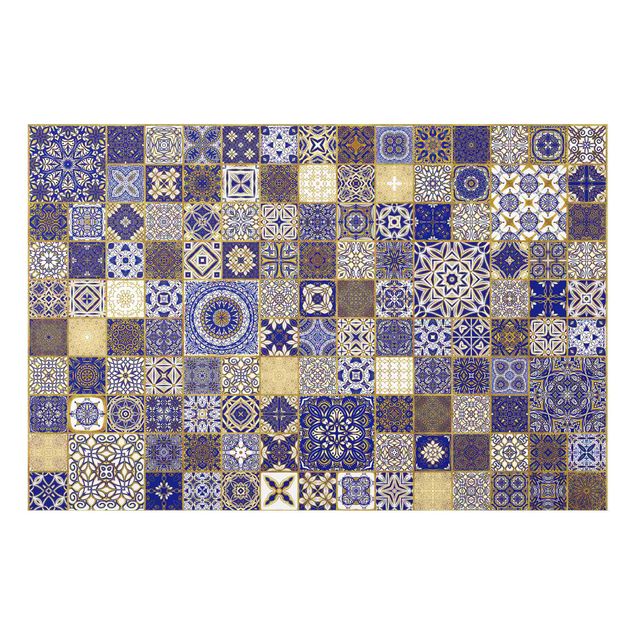 Quadros de Andrea Haase Oriental Tiles Blue With Golden Shimmer