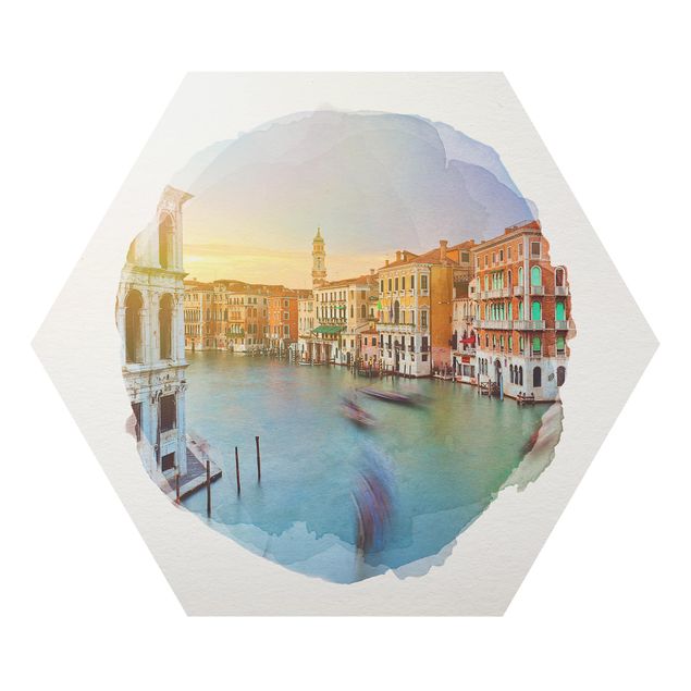 Quadros de Rainer Mirau WaterColours - Grand Canal View From The Rialto Bridge Venice