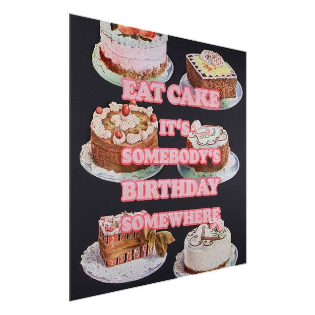 quadros com frases motivacionais Eat Cake It's Birthday