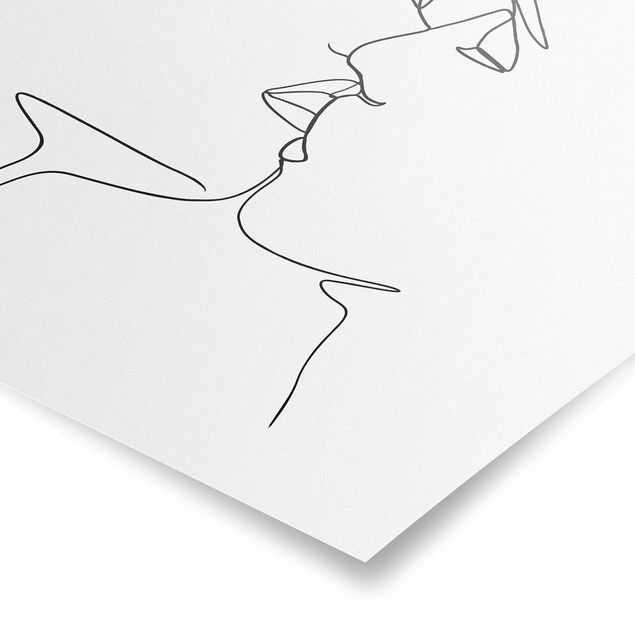 Posters quadros famosos Line Art Kiss Faces Black And White