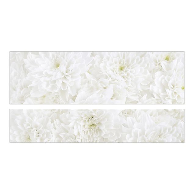 Papel autocolante para móveis Cama Malm IKEA Dahlias Sea Of Flowers White