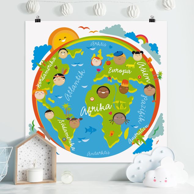 Posters mapa-múndi No.EK126 Kids World