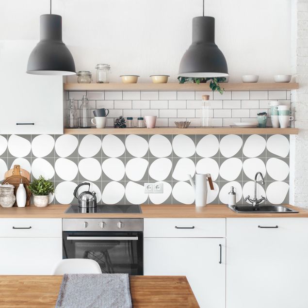 Backsplash de cozinha imitação azulejos Oval Tiles - Dark Grey