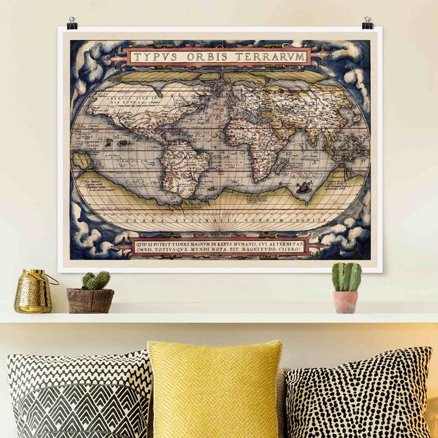 decoraçao cozinha Historic World Map Typus Orbis Terrarum