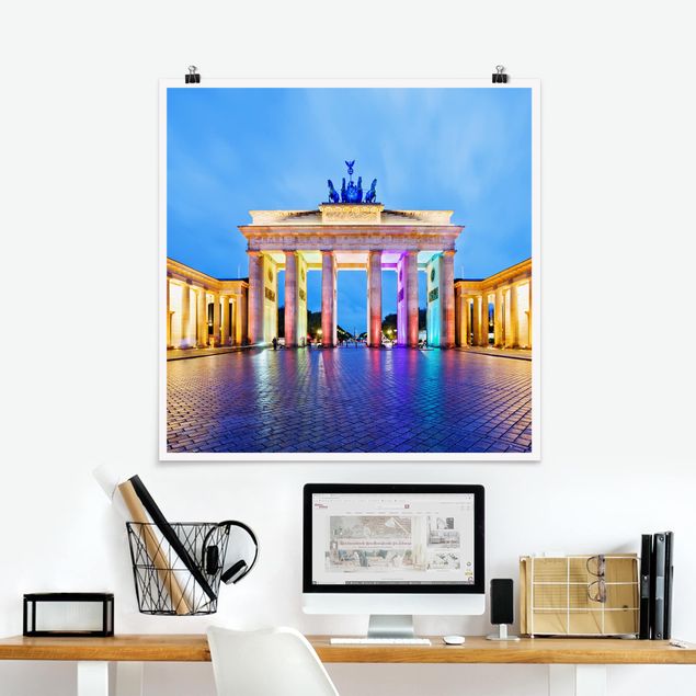 decoraçao para parede de cozinha Illuminated Brandenburg Gate
