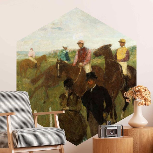 papel de parede com cavalo Edgar Degas - Jockeys On Race Track