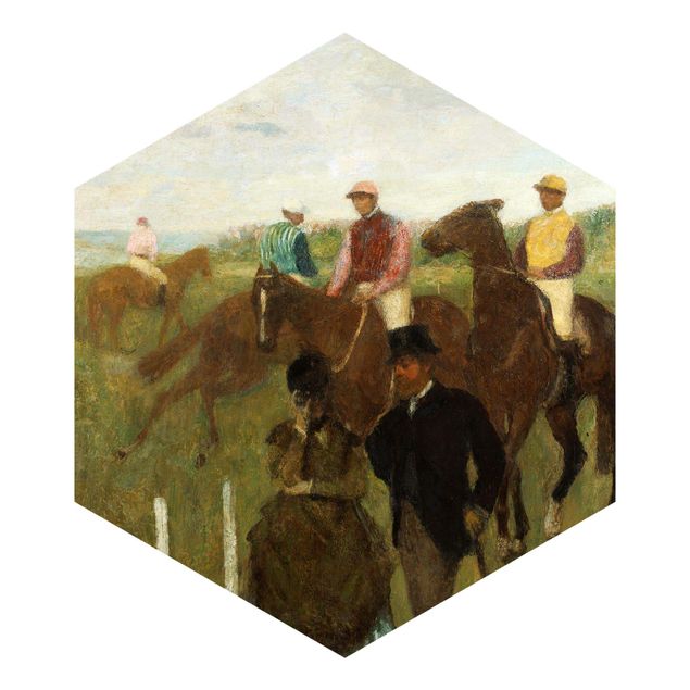 Papel de parede hexagonal Edgar Degas - Jockeys On Race Track