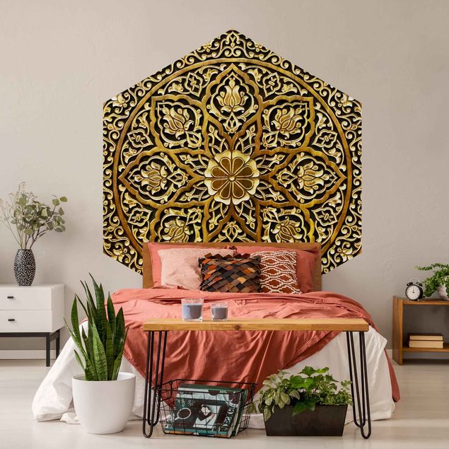 Papel de parede padrões Noble Mandala In Wood Look