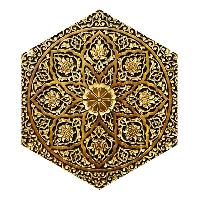 Papel de parede castanho Noble Mandala In Wood Look