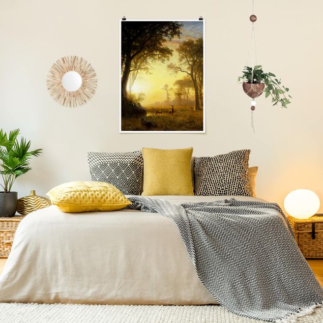 Quadros por movimento artístico Albert Bierstadt - Light in the Forest