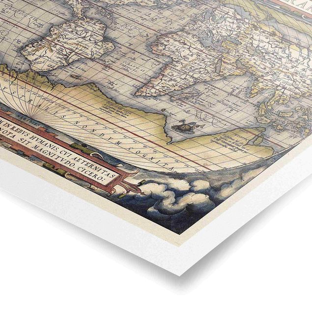 quadros para parede Historic World Map Typus Orbis Terrarum