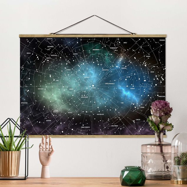 decoraçao para parede de cozinha Stellar Constellation Map Galactic Nebula