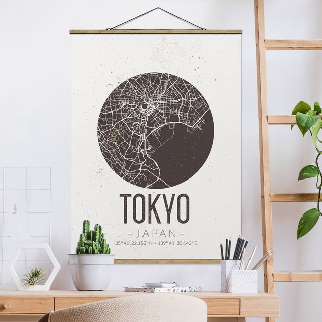 decoraçao para parede de cozinha Tokyo City Map - Retro