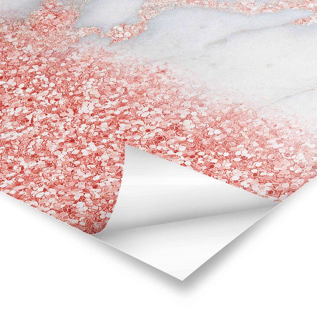Quadros decorativos Marble Look With Pink Confetti