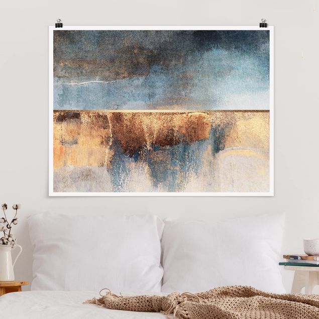 Posters quadros famosos Abstract Lakeshore In Gold