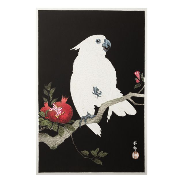 Quadros frutas Asian Vintage Illustration White Cockatoo