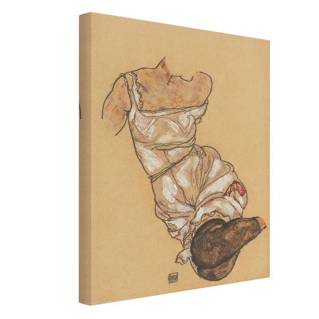 Telas decorativas réplicas de quadros famosos Egon Schiele - Female Torso In Underwear