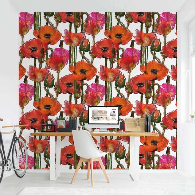 papel de parede moderno Field Of Poppies