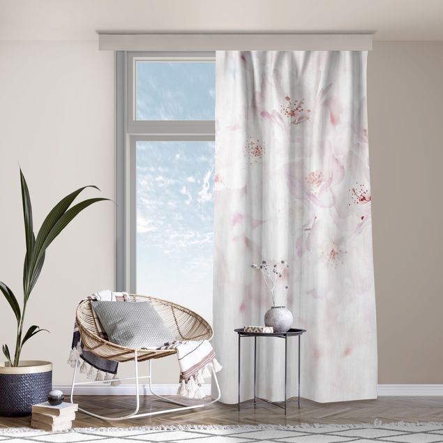 cortinas para janela de quarto casal A Touch Of Cherry Blossoms