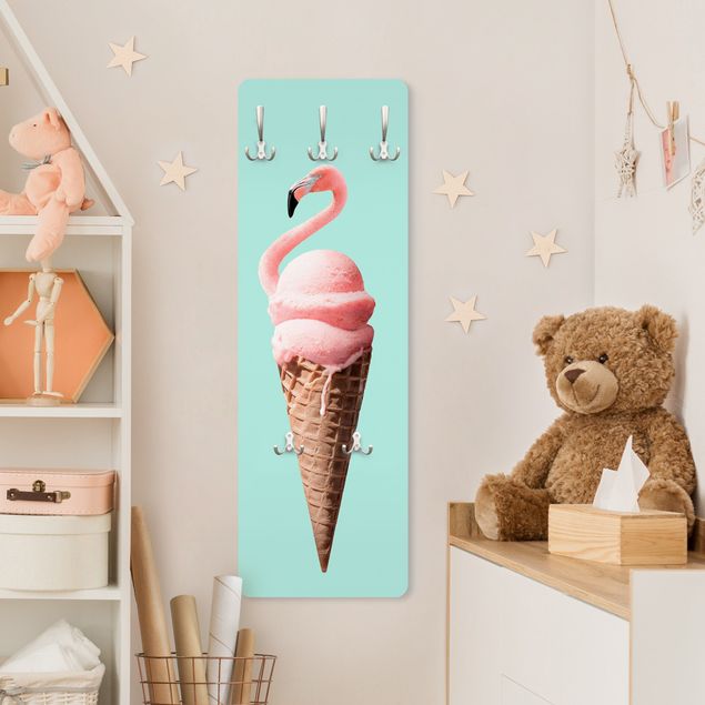 Cabides de parede animais Ice Cream Cone With Flamingo