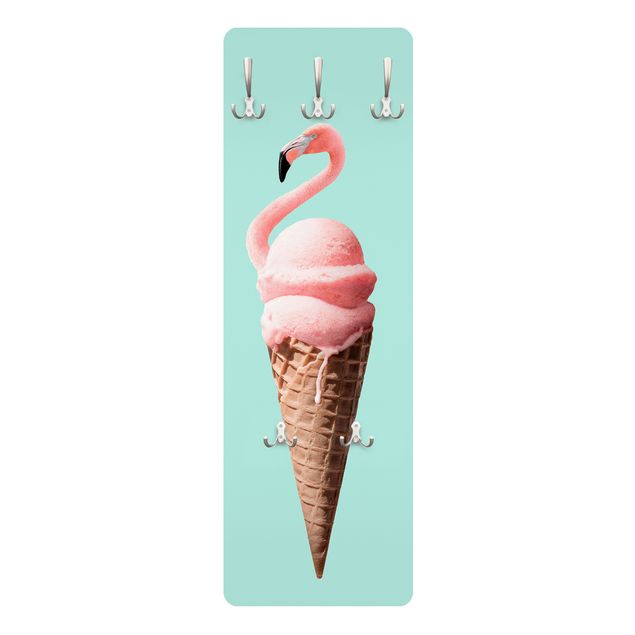 Cabide de parede Ice Cream Cone With Flamingo