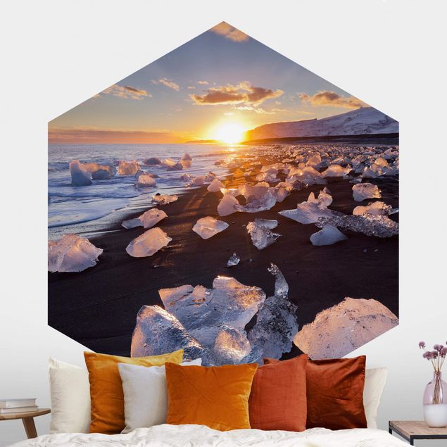 decoraçao para parede de cozinha Chunks Of Ice On The Beach Iceland