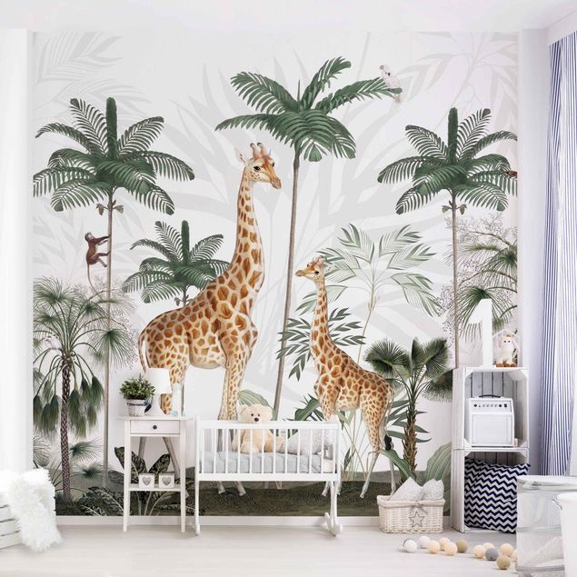 Papel de parede girafas Elegance of the giraffes in the jungle