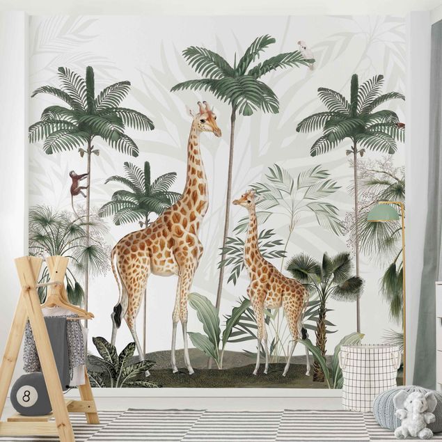 decoração para quartos infantis Elegance of the giraffes in the jungle